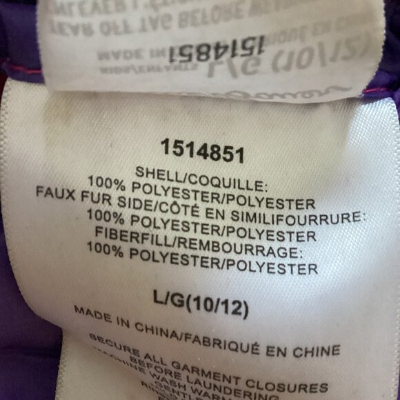Eddie Bauer Girls Reversable Fleece Lined Ombre Pink Purple Puffer Jacket Size L - Picture 11 of 12